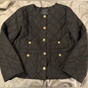 J.Crew NWT Black Puffer Lady Jacket Coat with Gold Accents